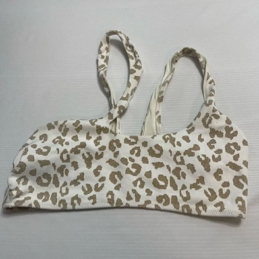 Solid & Striped Leopard Bikini Top Size Large New